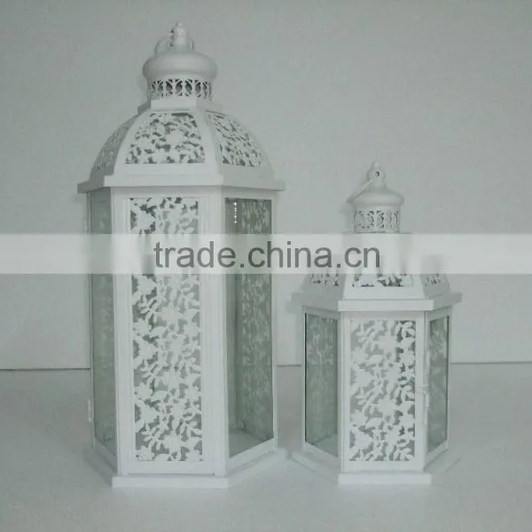 Garden steel lantern white color