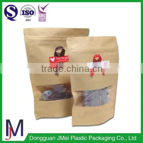 High Grade Window Kraft Stand up Zippper Pouch, Brown Kraft Paper Bags, Dried Food Packaging Bag photo-2