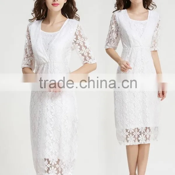 Elegant Lace Breastfeeding Party Dress Maternity Clothes Fashionable photo-4
