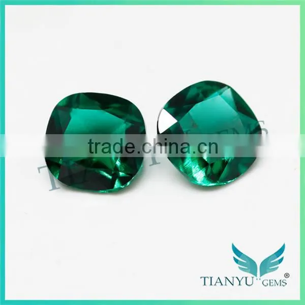 7*7 mm Square Cushion Cut Synthetic Raw Green Color of Emerald Stone photo-2