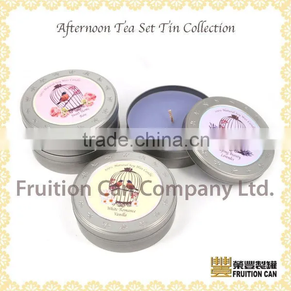 Aromatherapy Round Tea Tin with Candle tin