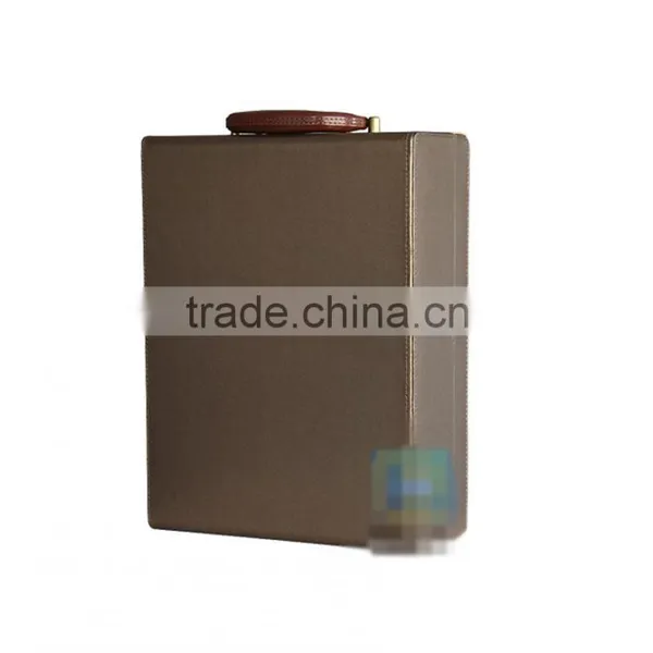 Chinese Factories Wholesale Custom High-grade PU Leather 2 Slot Wine Champagne Boxes, Brown Gift Box photo-5