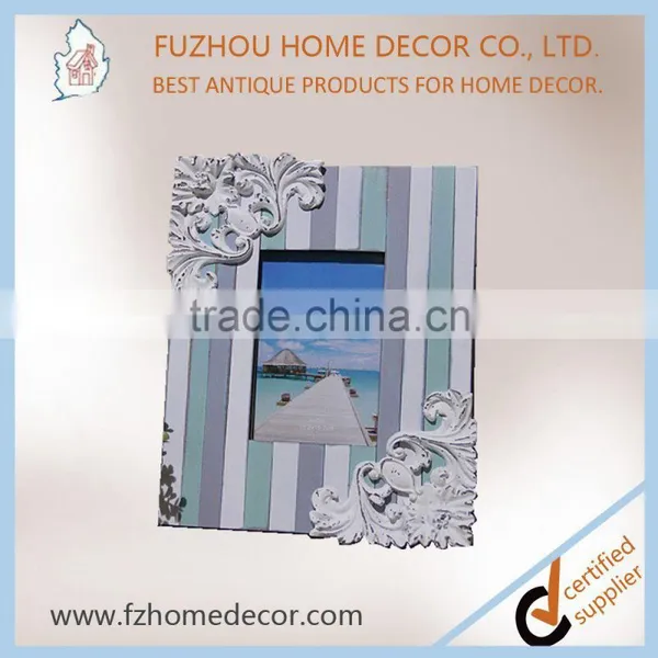 2017 Fashion Antique Wood Stripe Photo Frame With Resin Decoration for Home or Gift photo-4