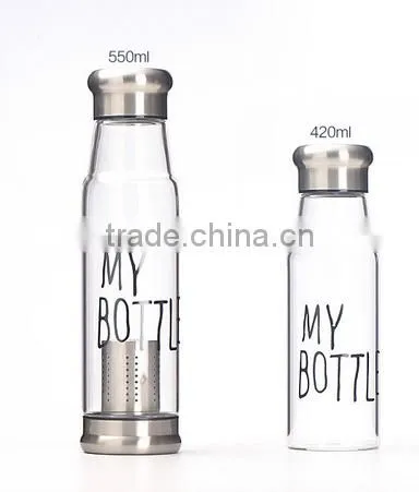 Popular Fancy Pyrex Fruit Infuser Glass Water Bottle With Silicone Sleeve photo-5