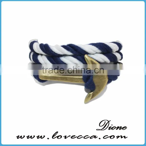 Customized Braided Leather Stainless Steel Hook Anchor Bracelet photo-3