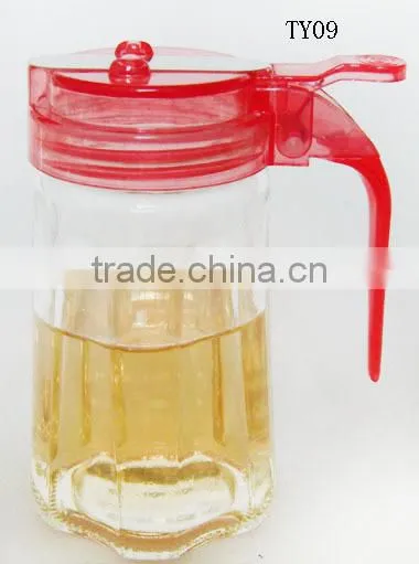 Clear Cylinder Glass Edible Oil Dispenser Jar With Plastic Handle Cap photo-3