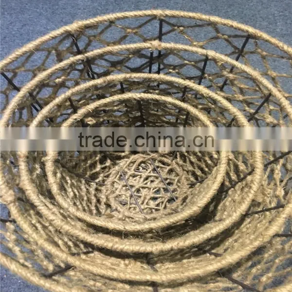 Set 3 Hot Sales Decorative Eco-friendly Recycled Woven Natural Basket Cheap Wholesale Hemp Rope Basket photo-4