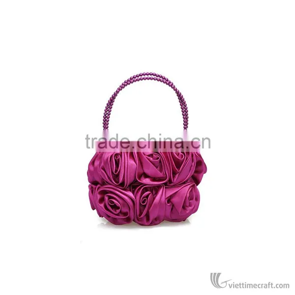 Cheap Rose Satin Handbag, Lady Handbag Bag, Handmade in Vietanm photo-5