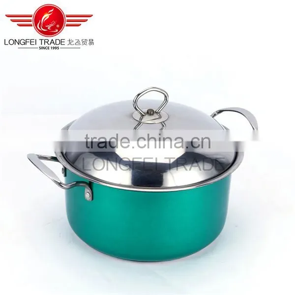 Hot Selling 3pcs Colorized Stainless Steel Soup Pot Kitchen Cookware With Decal photo-3