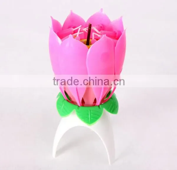 Hot Sale Popular Fireworks Lotus Flower Music Birthday Candle