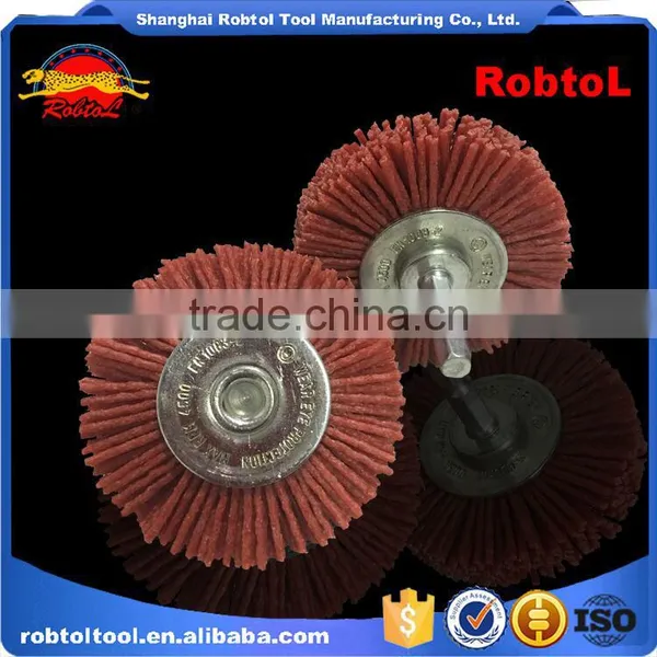 75mm Circular Abrasive Hex Shank Nylon Filament Wheel Shaft Mounted Spindle Deburring Rust Crimped Twist Knot Bowl Non Spark photo-6