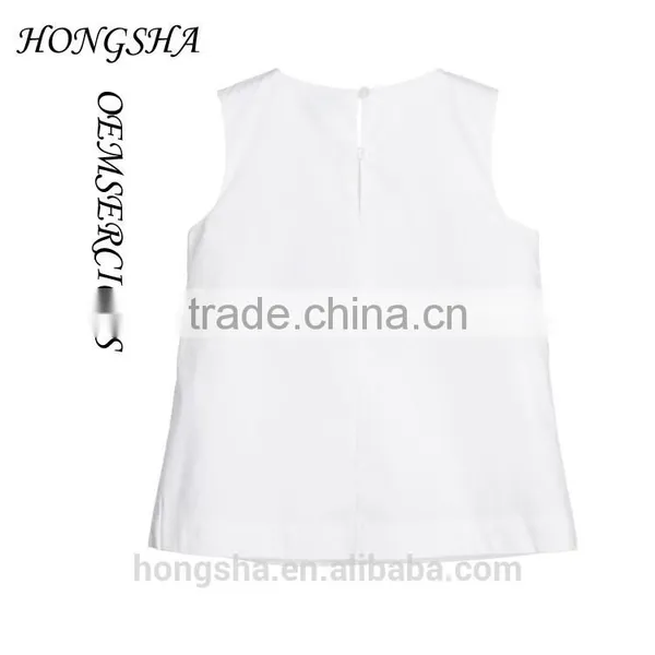 Fashion Baby Girls White & Navy Blue Ruffled Cotton Cutting Blouse Designs HST7741 photo-2