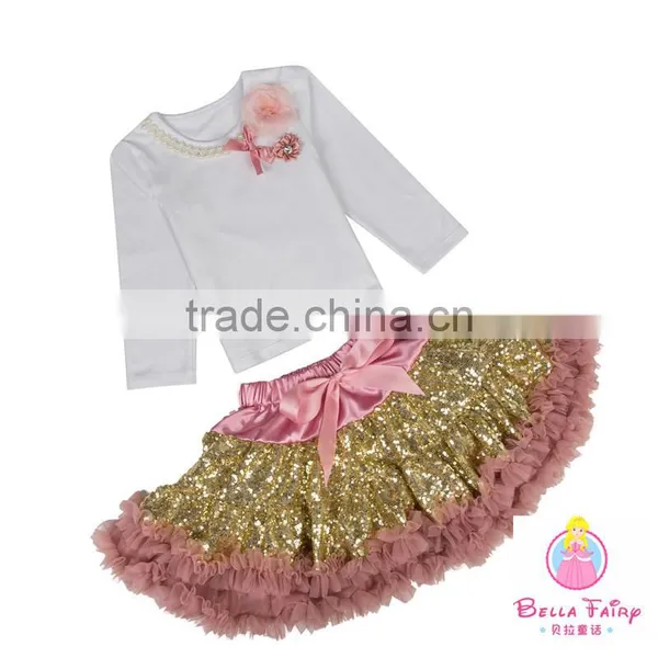 Cute Design Baby Girl Sequin Pettiskirt Set for Kids photo-5