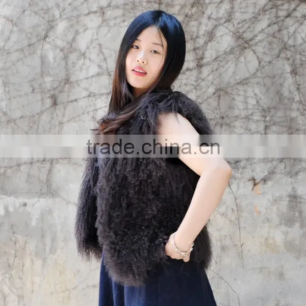 CX-G-B-191E Real Fur Fashion Style Lamb Sleeveless Waistcoat Vest photo-2