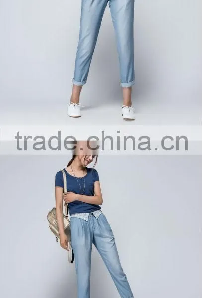 Ladies Top Design Woman Denim Trousers Denim Jean Fabric Denim Jeans Pent photo-2