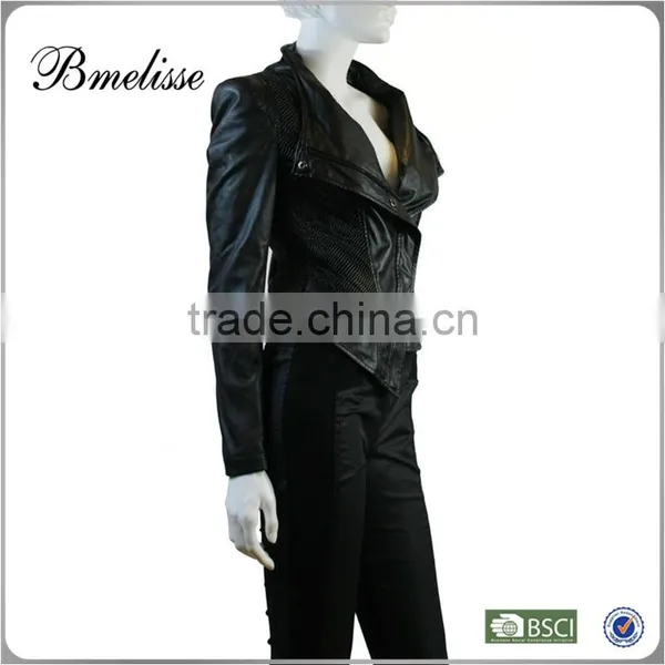 2014-2015 2014 New Fashion Black Women pu Leather Jackets for Lady photo-2