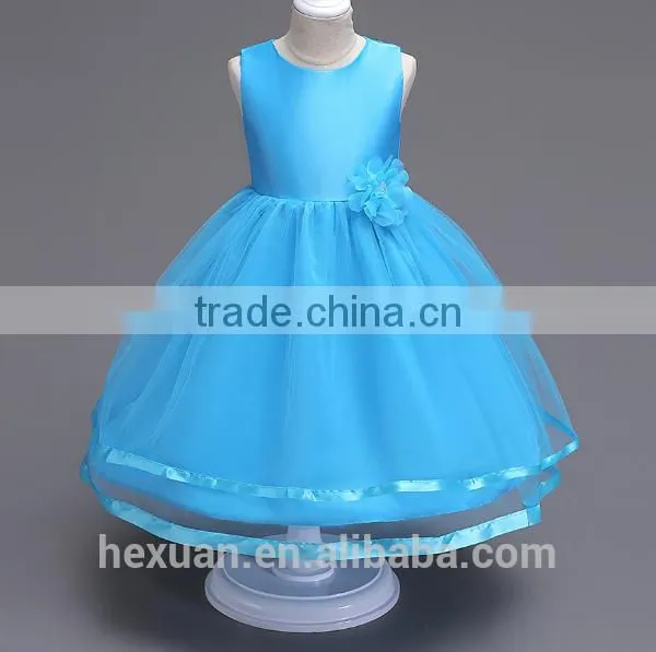 2017 New Arrival Kids Fancy Wedding Matt Satin Dress Baby Girl Evening Party Skirt photo-3