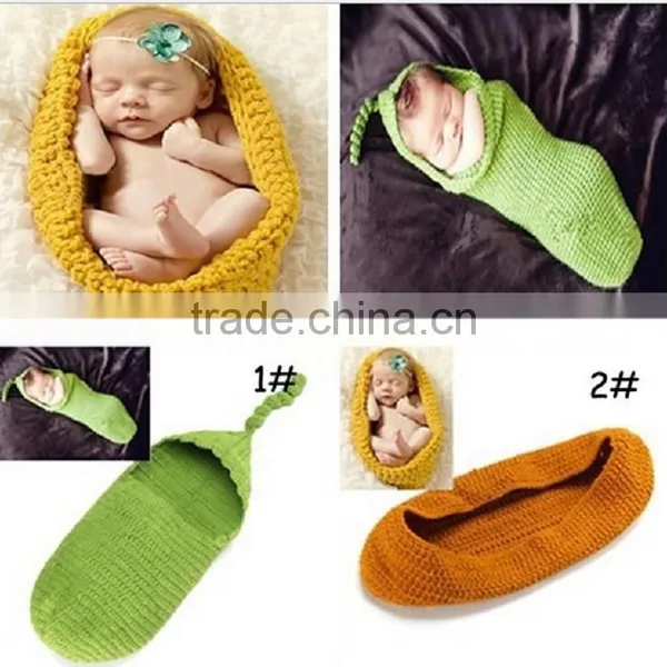 2016 Crochet Baby Sleeping Bag Knitted Baby Hat Photo Prop photo-3