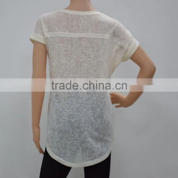 High Quality Ladies' Transparent T-shirt New Fashion Design for Summer 2015 photo-4
