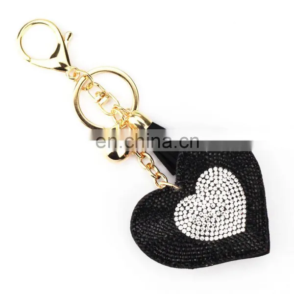 Heart Shape Rhinestone Leather Keychain for Bagpack photo-2