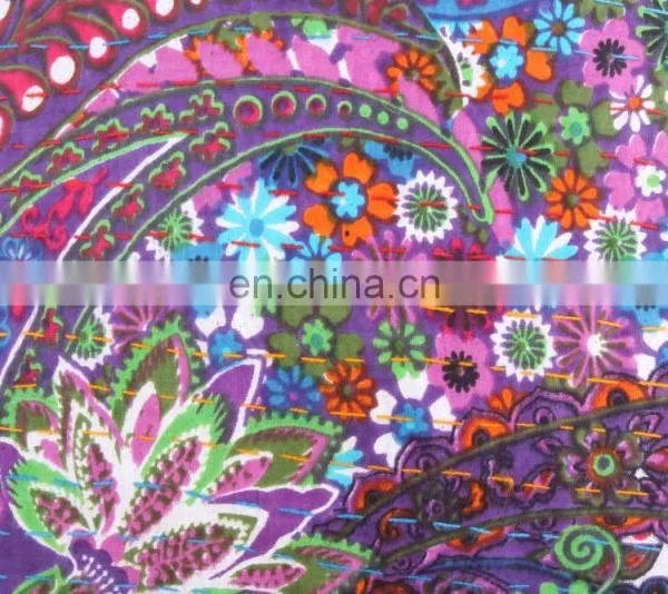 Indian Cotton Handmade Multi Colour Kantha Cushion Cover Kantha Throw Pillow Cover Hand Quilted Decorative Cushion Cover Art photo-2