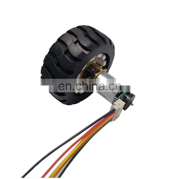 N20 12V Mini Gear DC Motor Encoder With Fixed Frame Coupling Nut Rubber Wheel for DIY Toys Science photo-2