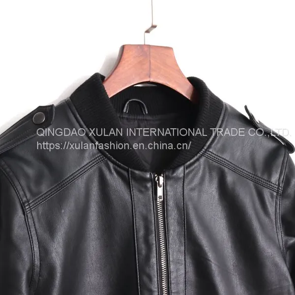 HOT SALE 2021 NEW ARRIVAL FASHION LADIES'FAUX LEATHER ECO PU LEATHER BASEBALL JACKET photo-3