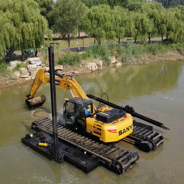 Hot Sale Amphibious Floating Excavator With Additional Side Pontoons and Swamp Pump photo-4