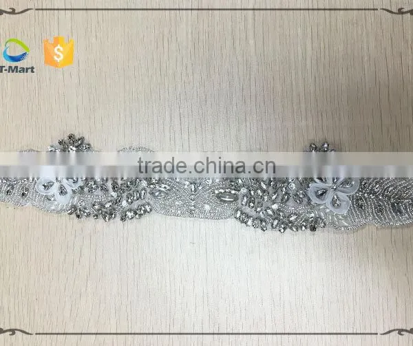 Wholesale Bridal Rhinestone Appliques With Organza Flower photo-6