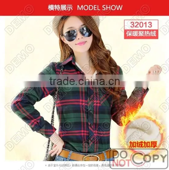 Fashion Casual Yarn-dyed Plaid Long-sleeve Ladies' Shirt photo-3