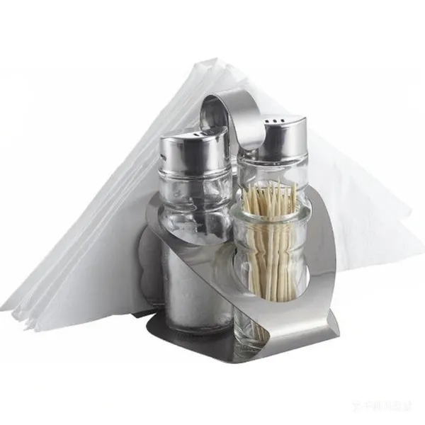 CLASSIC SALT PEPPER TOOTHPICK AND NAPKIN HOLDER SET