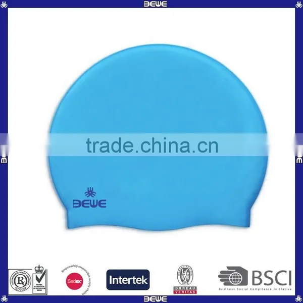 Waterproof High Quality Silicone Blue Swim Cap photo-2