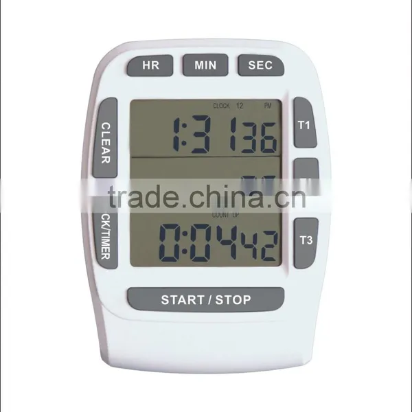 Triple Line Large LCD Digital Timer 3-channels programmable digital timer KITCHEN TIMER