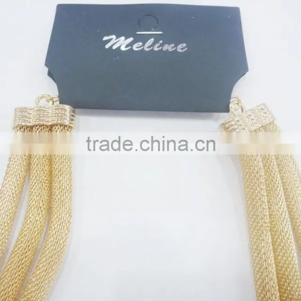 FACHION 3 ROWS MESH CHAIN NECKLACE WITH METAL TUBES photo-3