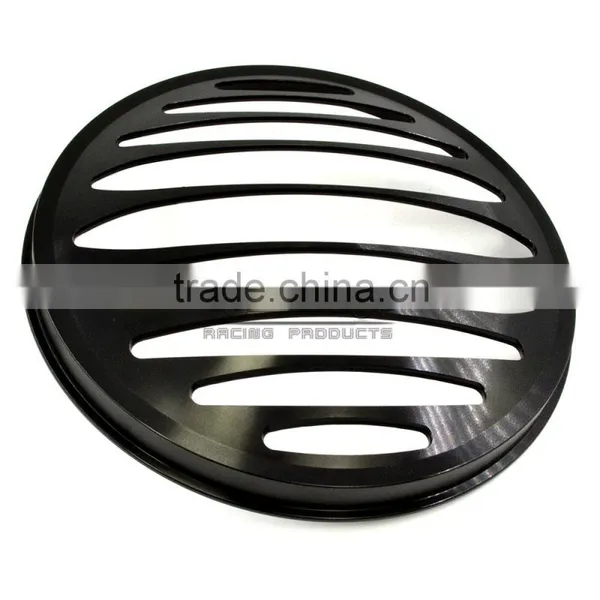 BJ-HGC-002 CNC Aluminum 7" Black Motorcycle Headlight Grill Cover For Harley photo-6