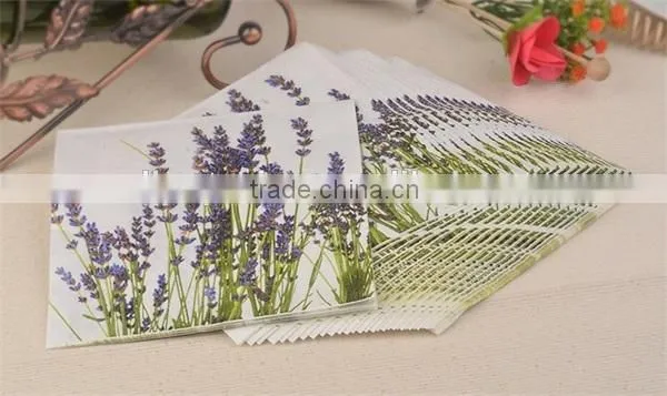 20pcs Spring Purple Lavender Flowers Printed Paper Napkins Food-grade Tissue for Coffee Shop Table Accessories Party Placemats photo-3