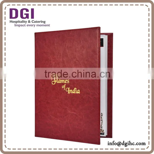 Custom Design Restaurant Menu Holder, PU Leather Cover Drink Menu Book/leather File Folder photo-3