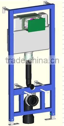 Concealed water storage tank with frame and dual flush system for bathroom