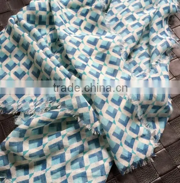 Blue Summer Scarf, Aztec Scarf, Print, Shawl Wrap,Oversize Pashmina Scarf,Geometric Scarf photo-2