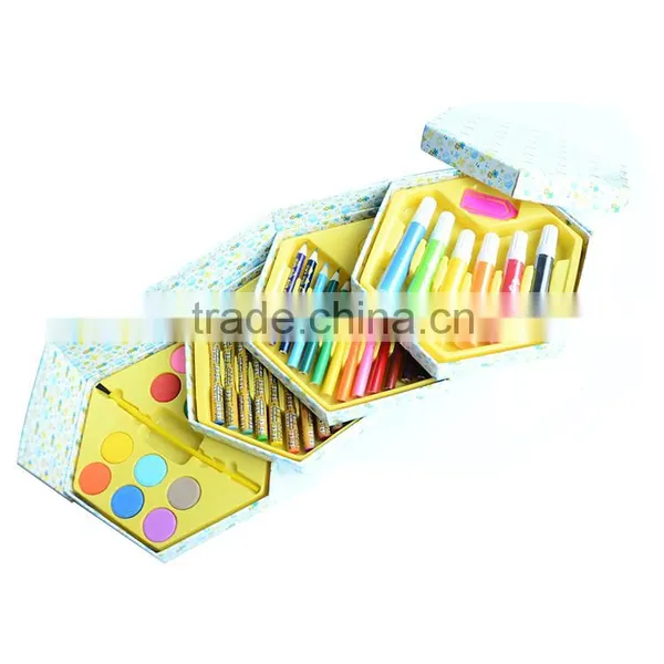 52PCS High Quality Wholesale Art Set Stationery Set With Hexangular Shape photo-3