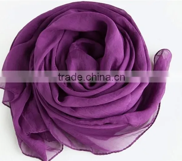 Colourful Polyester Chiffon Long Scarf in Solid Colour photo-3