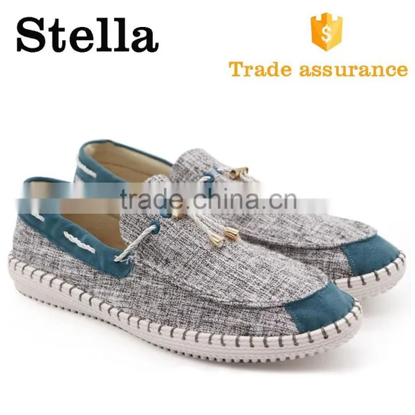 Comfortable Rubber Sole Threading Strappy Men Canvas Loafer Shoes