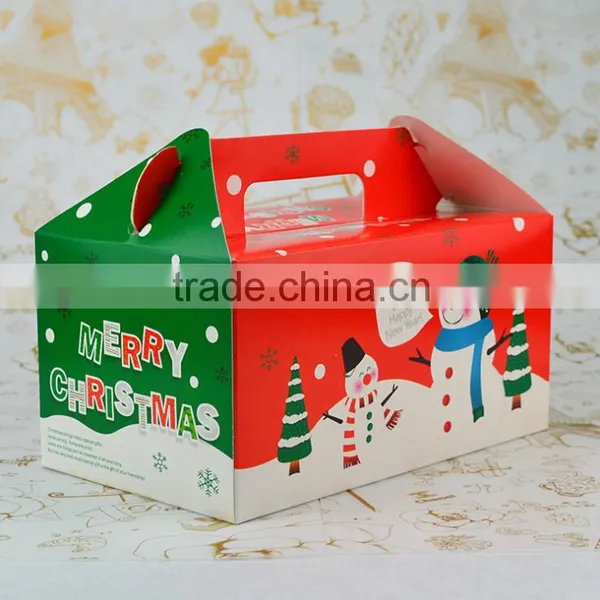 Merry Christmas Apple Cake Candy Gift Box,paper Cardboard Suitcase Box With Handle photo-3