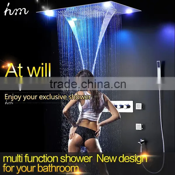 Shower With Led Light Color Remote Control Multiple Function Led Light Shower Rainfall Waterfall Water Curtain photo-3
