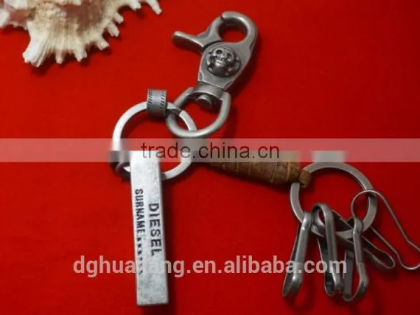 Antique Silver Alloy Keychain With Coiled Real Leather Cord and Beer Bottle Opener photo-3