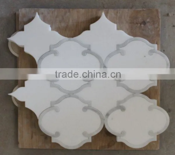 White Carrara Marble,Statuario Marble Herringbone Mosaic Tile photo-2