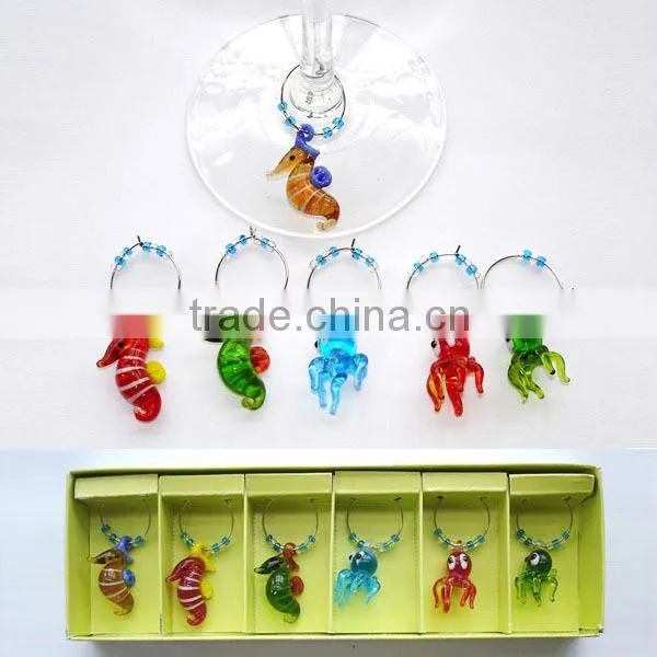 2016 Hot Sale Mixed 6Pcs Acrylic Pearl Wine Glass Charms