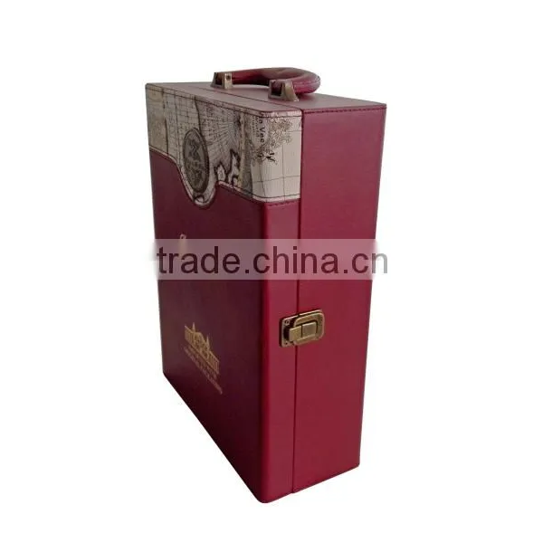The Latest Design Luxury High Quality Wooden Wine Box for Two Bottles With Leather Surface photo-2