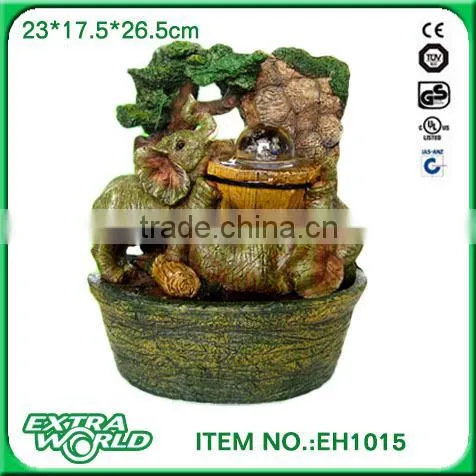 Polyresin Elephant Fountain With Glass Ball