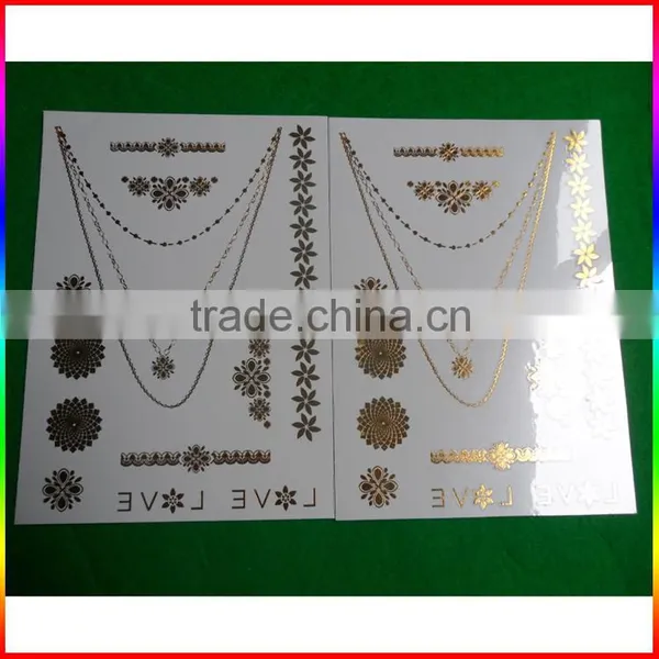 Gold Metallic Necklace Tattoo Stickers/flash Tattoos photo-2